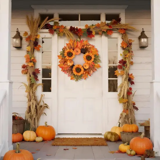 Fall Sunflower Autumn Wreath - 19 Inch {3}