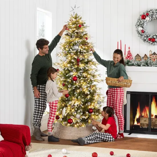 Aspen Slim Christmas Tree Noble Fir with 1,350 Branch Tips, 2-in-1 Multicolor LED Lights & Cordless Connection {11}