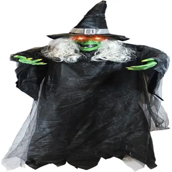 74" Hanging Witch with Light Up Eyes Halloween Decorations {1}