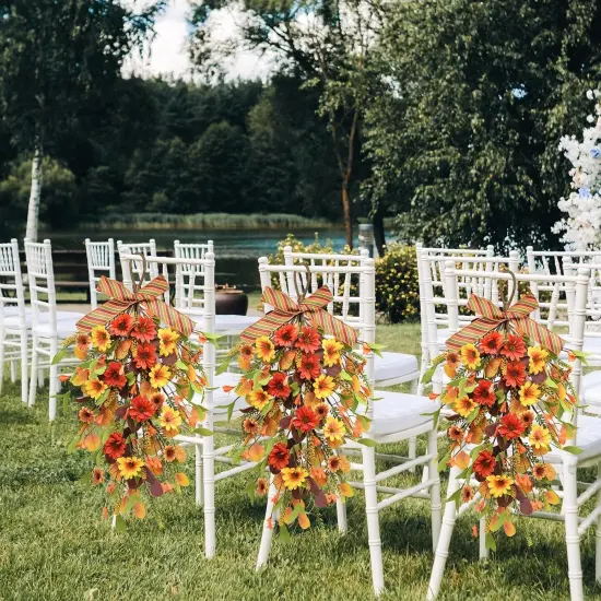 2Pcs Artificial Fall Floral Hanging Wreath {4}