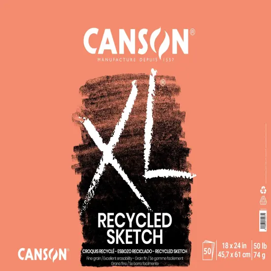 Canson XL Recycled Sketch Pad 18"X24"-Fold Over, 50 Sheets {1}