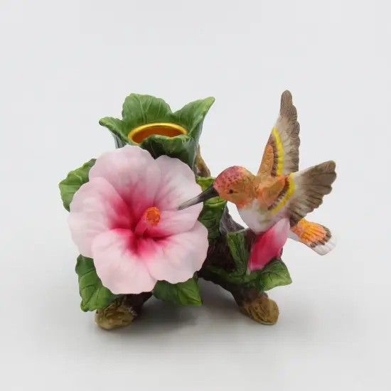Ceramic Hummingbird with Hibiscus Flower Candle Holder (Candle NOT Included), Birdwatcher Gift, Home Decor, Gift for Her, Gift for Mom {3}