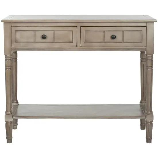 35.8" Wide Distressed Cream Wood Entryway Side Console Table with Drawers and Shelf for Living Room {1}