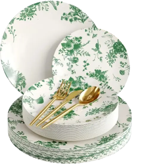 Plastic Dinnerware Set &ndash; 100 & 200PCS Options for 20 Guests, Includes Plates & Silverware for Wedding or Party {1}
