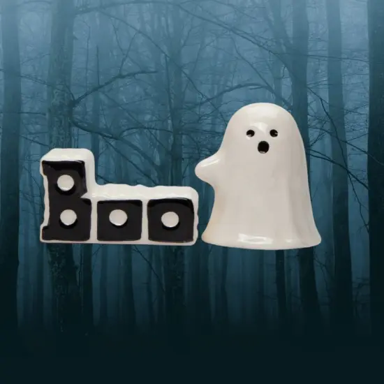 Ceramic Halloween Ghost And Boo Salt And Pepper Shakers, Home D&eacute;cor, Gift for Her, Gift for Mom, Kitchen D&eacute;cor, Fall D&eacute;cor {1}