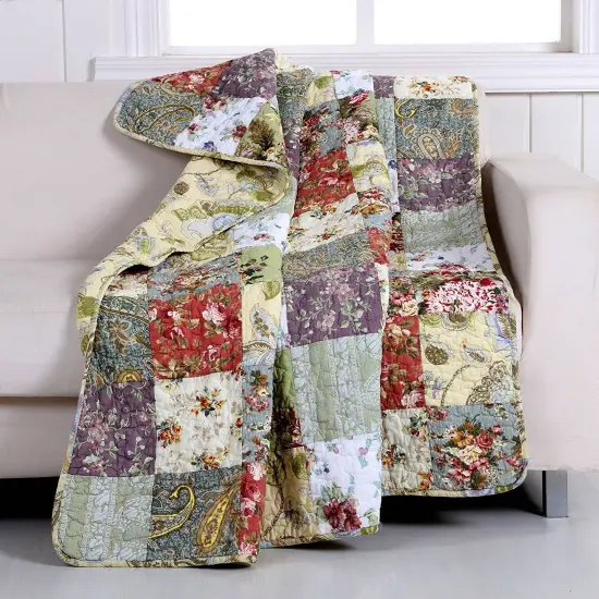 Garden Color Patchwork Cotton Quilt Throw 50 x 60 Inches {1}