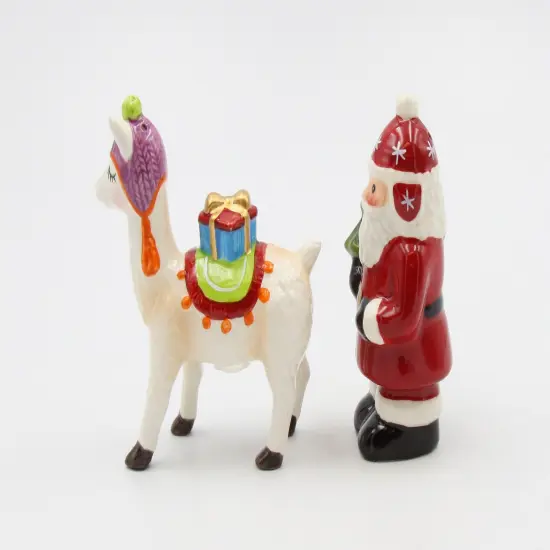 Ceramic Christmas Santa With Alpaca Salt And Pepper Shakers, Home D&eacute;cor, Gift for Her, Gift for Mom, Kitchen D&eacute;cor, Christmas D&eacute;cor {5}