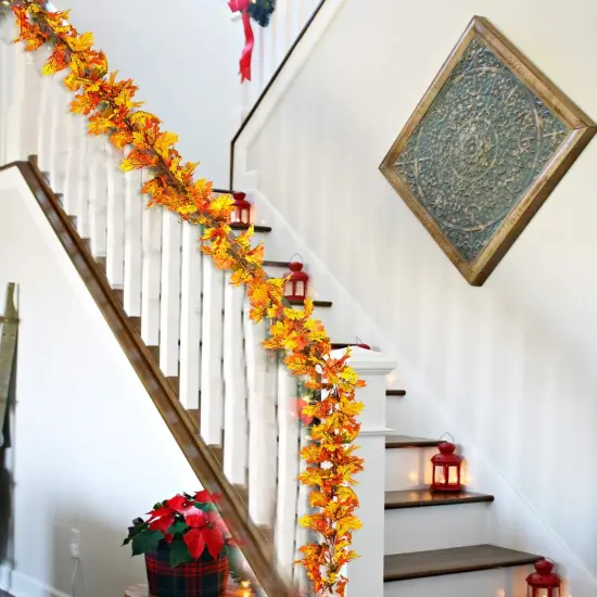 2 Pack Fall Garland Maple Leaf - Yellow {5}