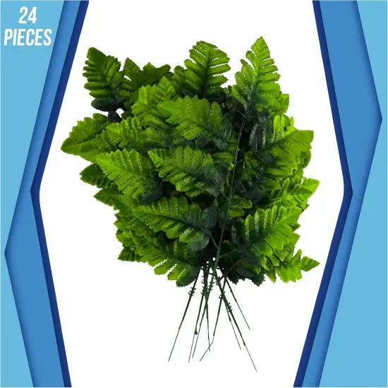 24-Pack Artificial Silk Leather Leaf Fern Fronds {5}