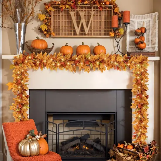 2PC Realistic Fall Garland for Mantle 6FT {2}