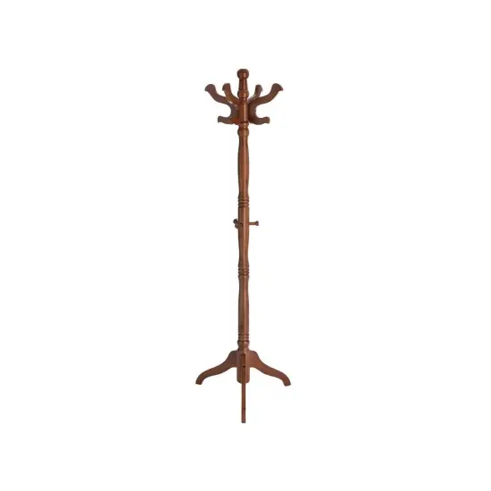 Walnut Eucalyptus Wood Coat Rack with 11 Hooks and Stable Tri-Leg Base {1}