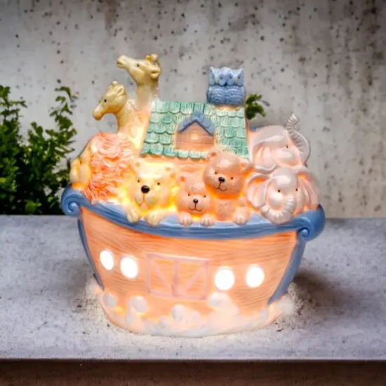 Ceramic Noah's Ark Night Light, Christmas D&eacute;cor, Religious D&eacute;cor, Religious Gift, Church D&eacute;cor, Baptism Gift, Easter D&eacute;cor {2}