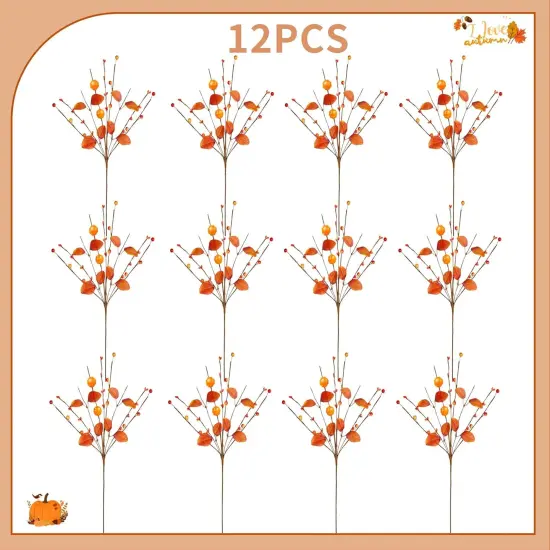 12 PCS Fall Berry Stems - 17 Inch {3}