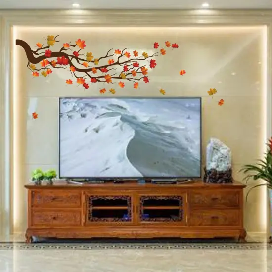 Autumn Maple Tree Wall Stickers, Chinese Style Autumn Fallen Leaves {4}