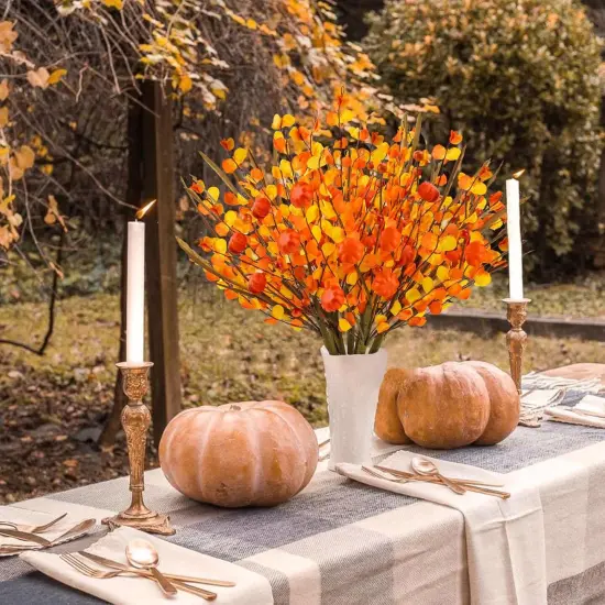 6 Pcs 17.3&rdquo; Fall Floral Stems with Pumpkins {3}