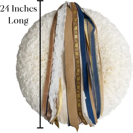 Wreath Ribbon Set - Decorative Bow & Assorted Ribbon for Wreaths - Clip-On Wreath Sash Ribbons Bundle for Indoor & Outdoor Use - Premium Wreath Making Supplies - Golden Winter {3}