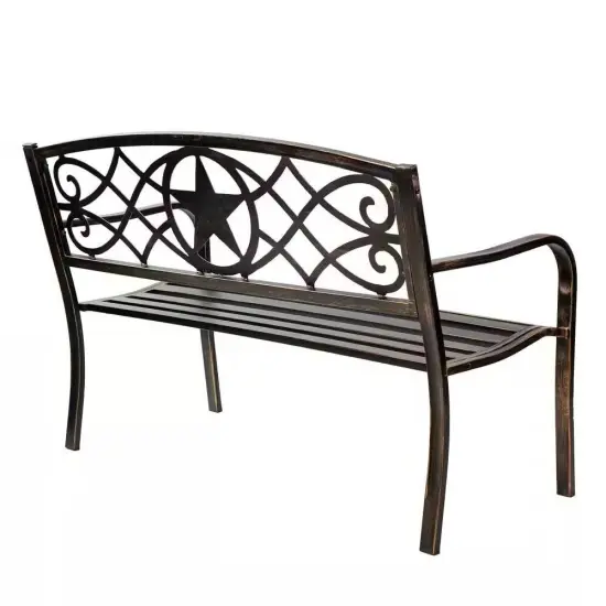 Outdoor Patio Bench 4ft Steel Garden Seat in Bronze Finish {3}