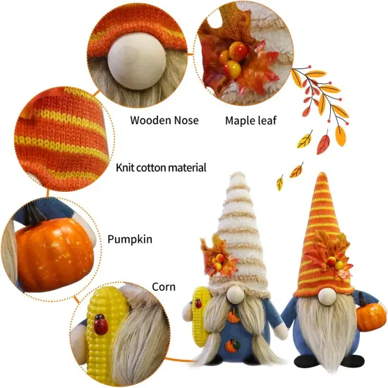 2Pack Handmade Fall Harvest Gnome Plush {4}