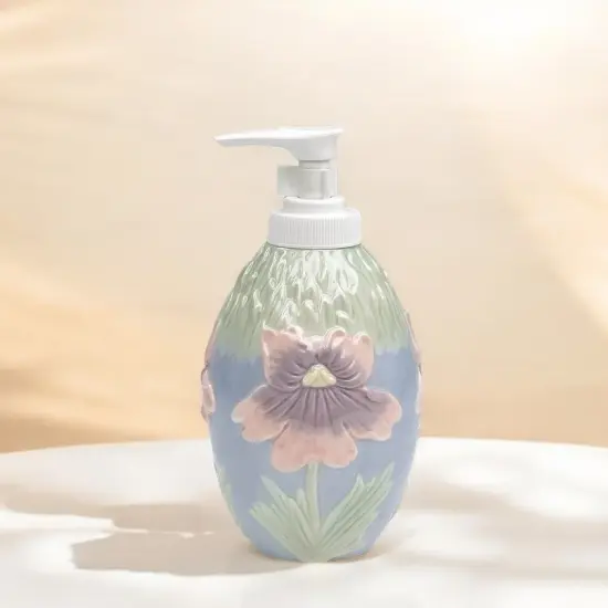 Ceramic Iris Flower Soap Dispenser, Vanity Decor, Gift for Her, Gift for Mom {2}