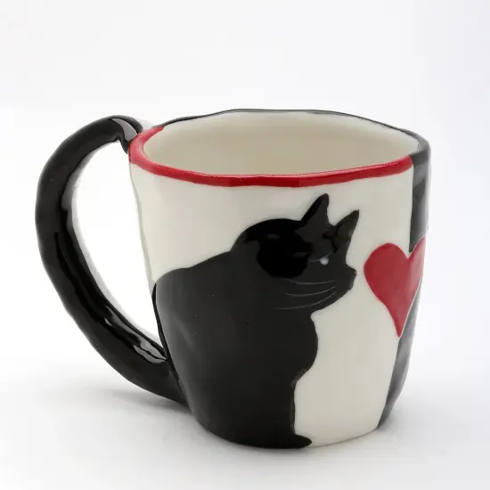Ceramic Black and White Cat Mug, Cat Lover Gift, Kitchen Decor, Gift for Her {3}