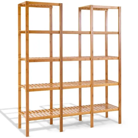 Modern Wicker Wood 4-Shelf Bookcase with 12 Cubes Lightweight Shelving Unit for Home or Office Storage {3}