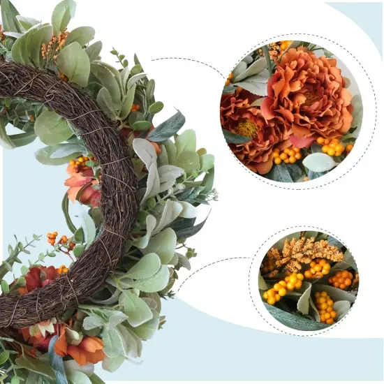 24 Inch Fall Peony Eucalyptus Leaves Wreath {2}