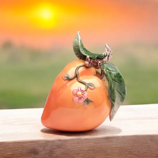 Ceramic Peach Figurine, Home Decor, Kitchen Decor, Gift for Her, Gift for Mom {1}