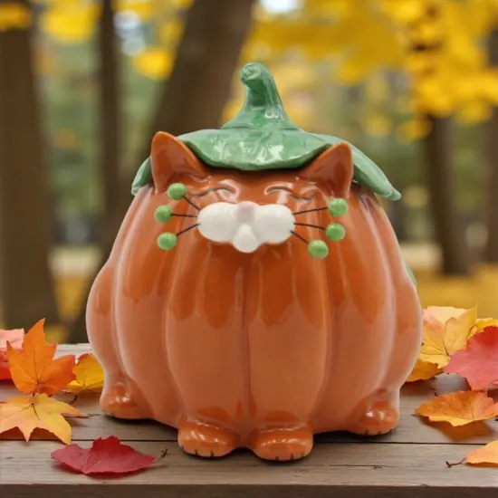 Ceramic Halloween Decor Pumpkin Cat Candy Box, Home D&eacute;cor, Gift for Her, Gift for Mom, Kitchen D&eacute;cor, Fall D&eacute;cor, Halloween D&eacute;cor {3}