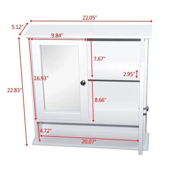White Wall Mounted Bathroom Medicine Cabinet with Dual Mirrors Engineered MDF 3 Tier Storage {2}