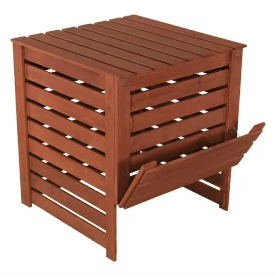 Brown Solid Wood 90 Gallon Outdoor Compost Bin with Removable Top and Hinged Side Panel {2}
