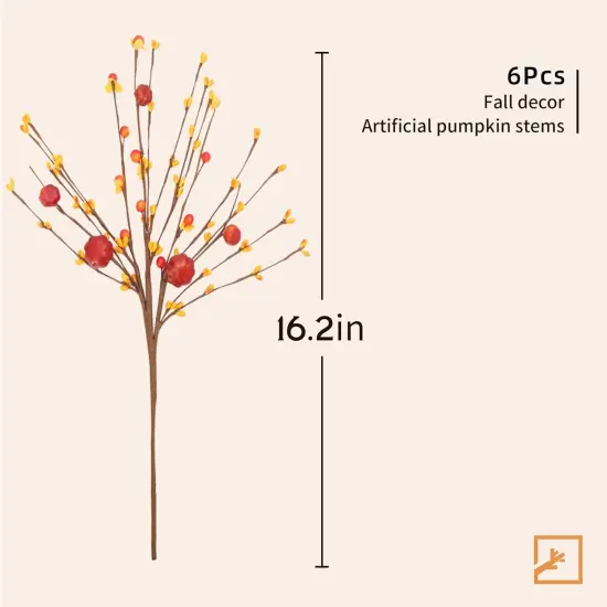 6 Pcs Artificial Fall Flowers Berry Stems {2}