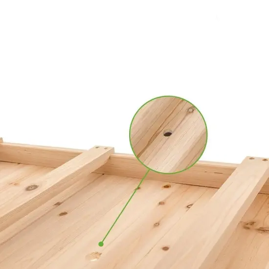 Natural Fir Wood Raised Planter Box with Wheels and Drainage Holes {4}