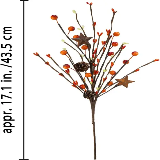 6 Pcs Artificial Berry Picks with Rusty Metal Stars {2}