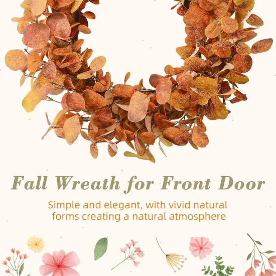 18" Artificial Autumn Fall Wreath - Wreaths for Front Door {4}