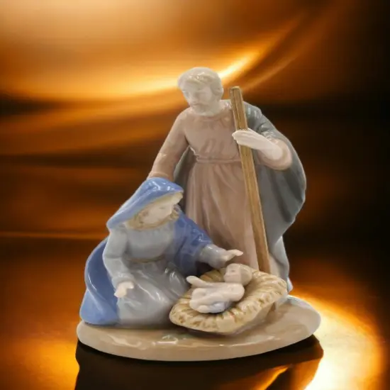 Ceramic Small Size Holy Family Nativity Figurine, Home D&eacute;cor, Religious D&eacute;cor, Religious Gift, Church D&eacute;cor, Baptism Gift {2}