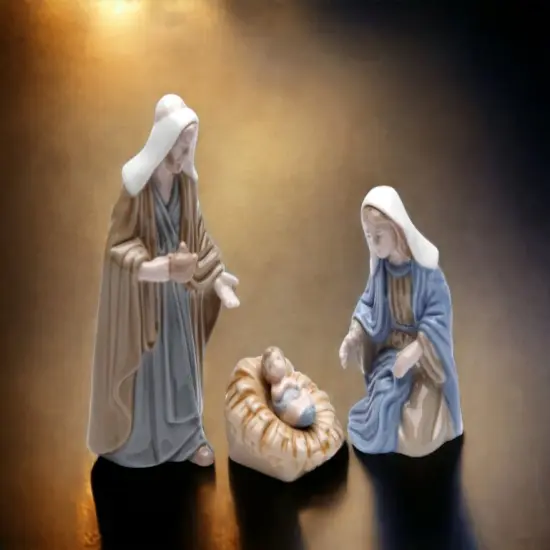 Ceramic Mini Holy Family Nativity Set Of 3, Home Décor, Religious Décor, Religious Gift, Church Décor, Baptism Gift {1}