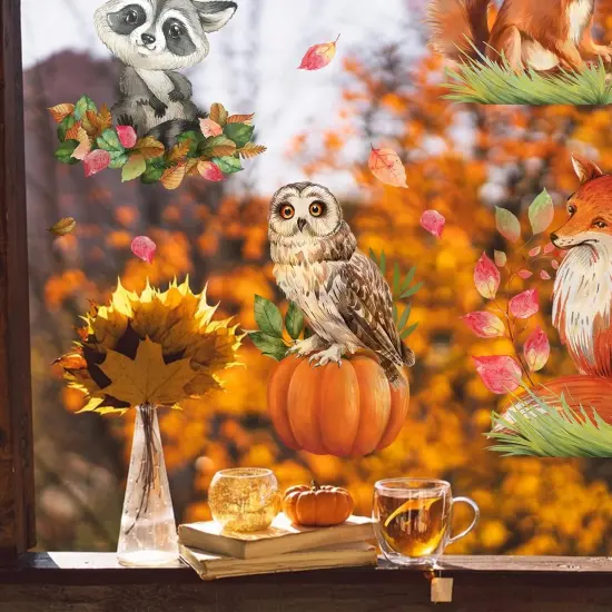 Fall Woodland Animals Window Clings 9 Sheets {5}