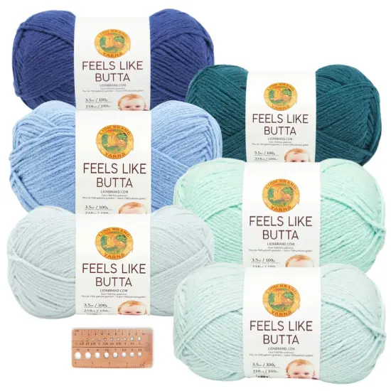 Lion Brand Yarn - Feels Like Butta - 6 Skein Assortment (Ocean Foam) {1}