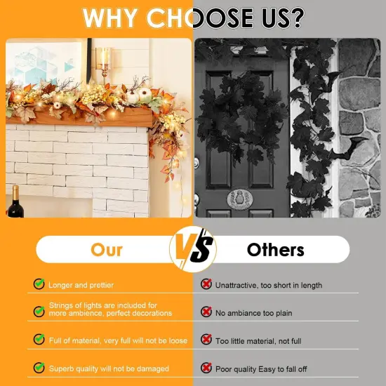 6Ft Autumn Maples Leaf Pumpkin Berry Garlands {3}