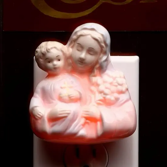Ceramic Madonna Holding Baby Jesus Night Light, Christmas D&eacute;cor, Religious D&eacute;cor, Religious Gift, Church D&eacute;cor, Baptism Gift {3}