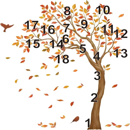 Fall Large Tree Wall Stickers Autumn Falling Leaves Peel and Stick Wall Art Decals {4}