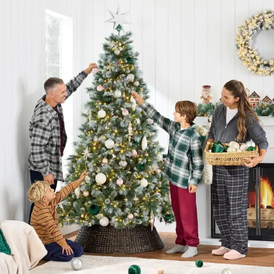 Frosted Scotch Pine Christmas Tree Cordless Setup with 1,320 Tips & 2-in-1 LED Lights for indoor holiday decoration {10}