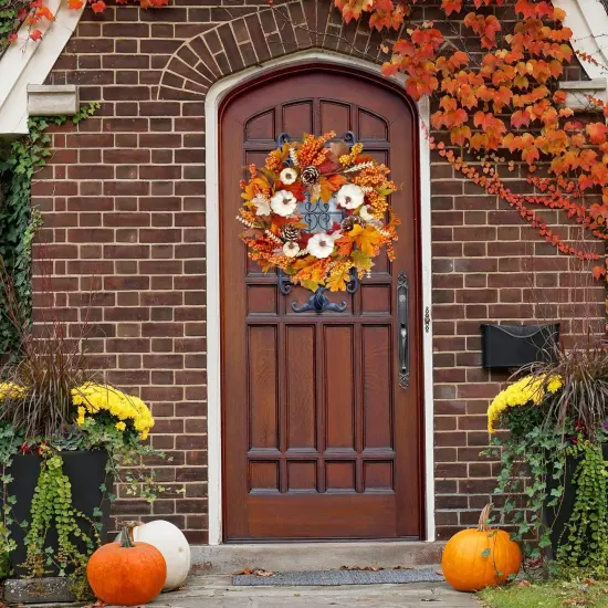 20&rsquo;&rsquo; Fall Wreath with White Pumpkins {3}
