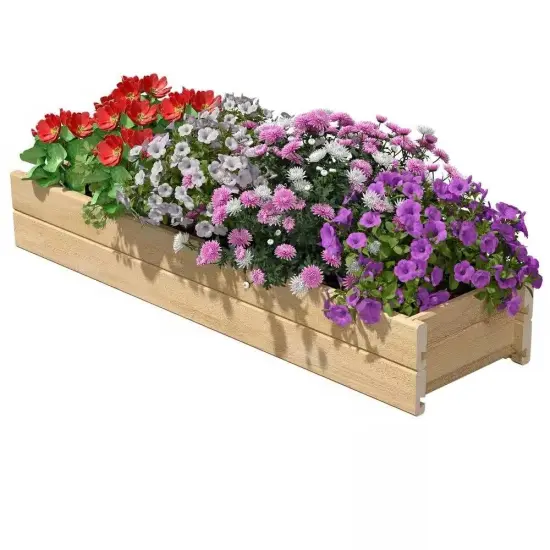 Outdoor Gardening Rectangular Cedar Wood Raised Planter Box for Flowers Herbs or Vegetables {1}