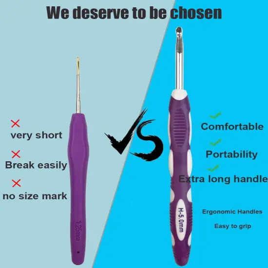 13 Size Crochet Hook Set,2mm(B)-10mm(N) Ergonomic Crochet Hooks with Case,Extra Long for Arthric Hands,Soft Grip Crochet Hooks Needles for Beginners&Gift {5}