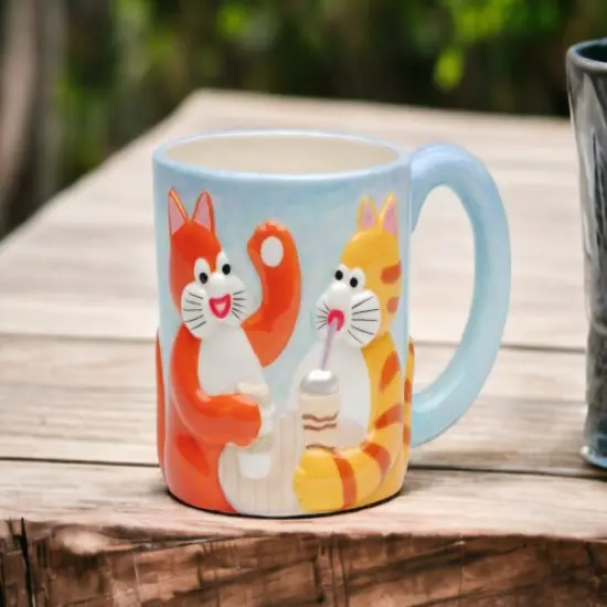 Ceramic Chatty Cats Mug, Home Decor, Gift for Cat Lover, Cat Lady, Cat Mom Gift {1}