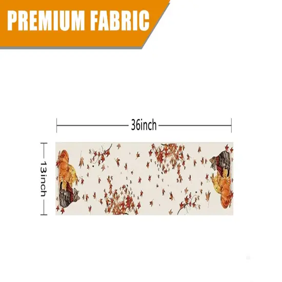 Fall Table Runner Pumpkins Cat Maple Leaf Autumn Harvest Seasonal Thanksgiving Decorations for Home Kitchen Dining Room Party Decor 13 x 36 Inch {2}
