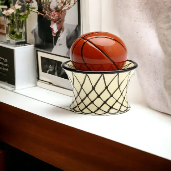 Hand Painted Ceramic Basketball Salt & Pepper Shakers, Home D&eacute;cor, Gift for Him, Gift for Dad, Kitchen D&eacute;cor, Game Room Decor {2}