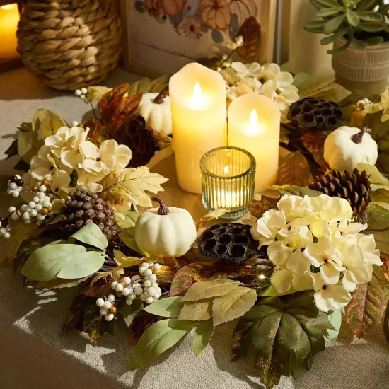 24 Inch Collasible Fall Wreath with Lights {5}