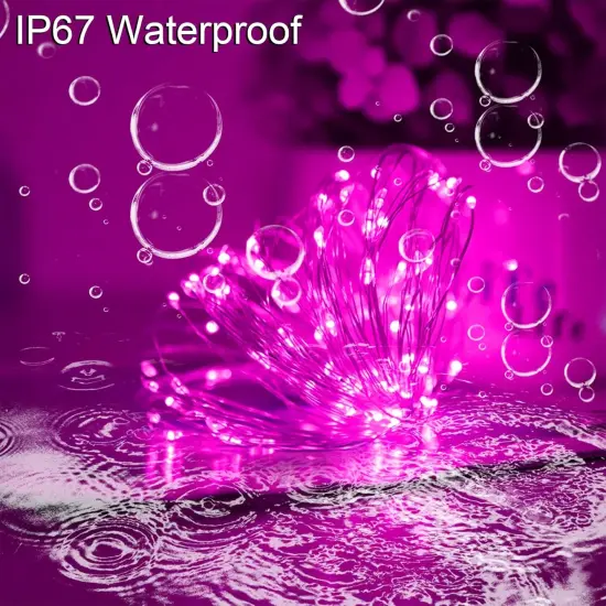 Solar Christmas String Lights Pink Outdoor Waterproof 100 LED（2 Pack） {2}